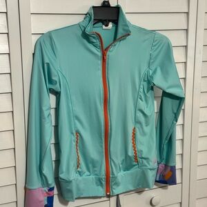 SET Active Aqua Sweatshirt with Orange and Purple Accents